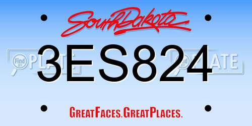 3ES824 South Dakota License Plate