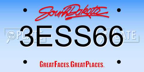 3ESS66 South Dakota License Plate