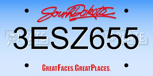 3ESZ655 South Dakota License Plate