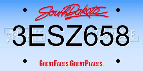 3ESZ658 South Dakota License Plate