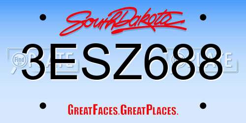 3ESZ688 South Dakota License Plate
