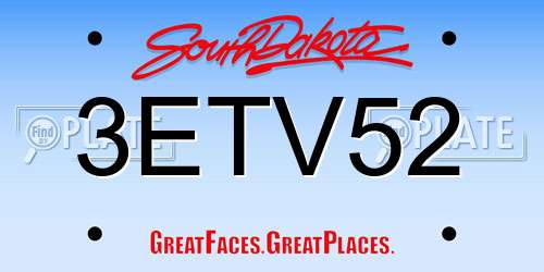 3ETV52 South Dakota License Plate