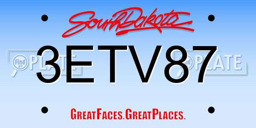 3ETV87 South Dakota License Plate