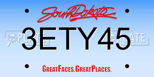 3ETY45 South Dakota License Plate