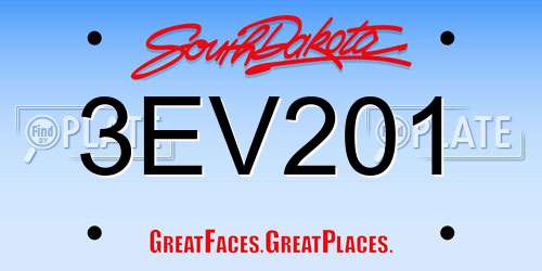 3EV201 South Dakota License Plate