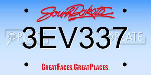 3EV337 South Dakota License Plate
