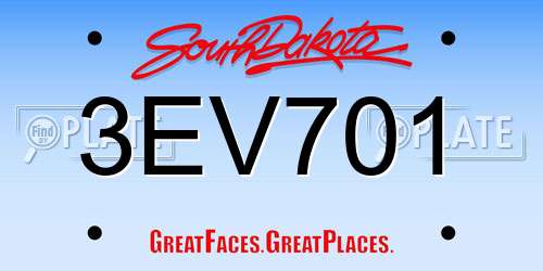 3EV701 South Dakota License Plate