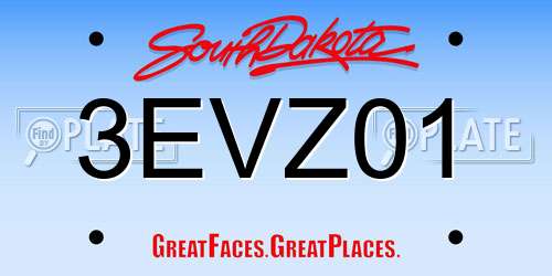 3EVZ01 South Dakota License Plate
