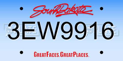 3EW9916 South Dakota License Plate