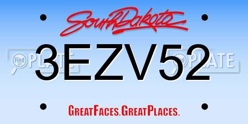 3EZV52 South Dakota License Plate