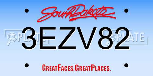 3EZV82 South Dakota License Plate