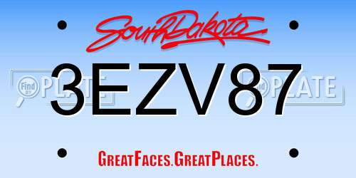 3EZV87 South Dakota License Plate