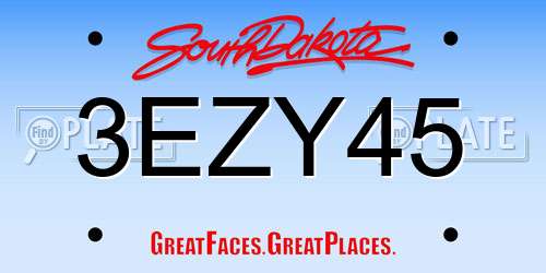 3EZY45 South Dakota License Plate