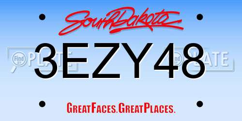 3EZY48 South Dakota License Plate