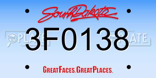 3F0138 South Dakota License Plate