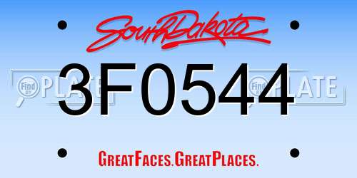 3F0544 South Dakota License Plate