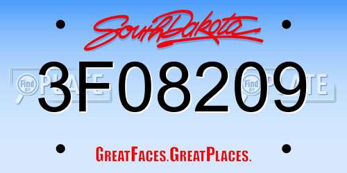 3F08209 South Dakota License Plate