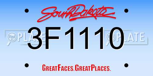 3F1110 South Dakota License Plate