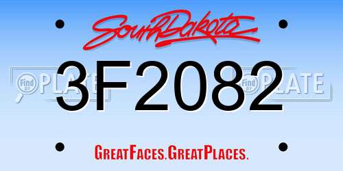 3F2082 South Dakota License Plate