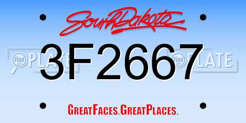 3F2667 South Dakota License Plate