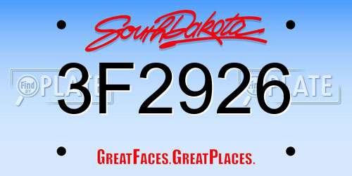 3F2926 South Dakota License Plate