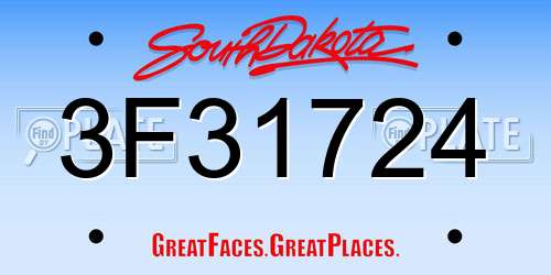 3F31724 South Dakota License Plate