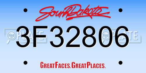 3F32806 South Dakota License Plate