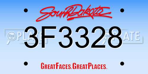 3F3328 South Dakota License Plate