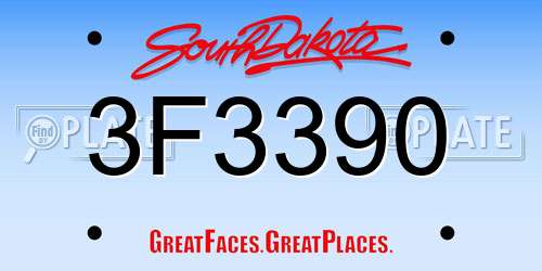 3F3390 South Dakota License Plate