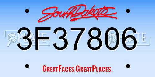 3F37806 South Dakota License Plate