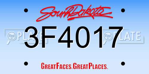 3F4017 South Dakota License Plate
