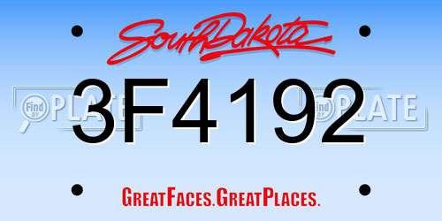 3F4192 South Dakota License Plate