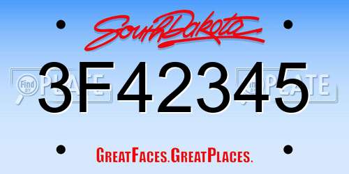 3F42345 South Dakota License Plate