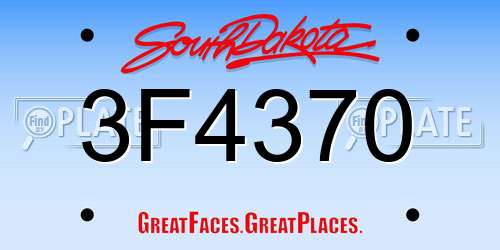 3F4370 South Dakota License Plate