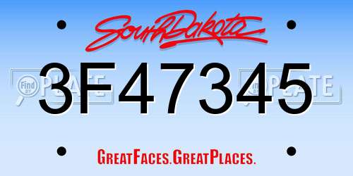 3F47345 South Dakota License Plate