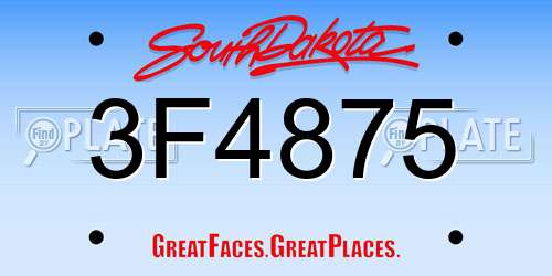 3F4875 South Dakota License Plate