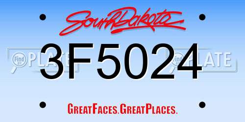 3F5024 South Dakota License Plate
