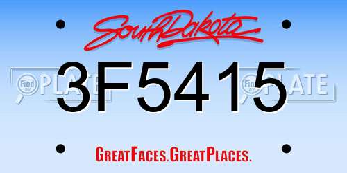 3F5415 South Dakota License Plate