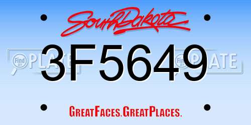 3F5649 South Dakota License Plate