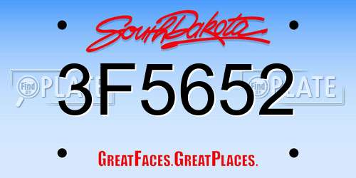 3F5652 South Dakota License Plate