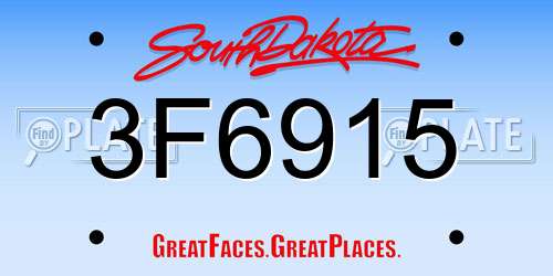 3F6915 South Dakota License Plate