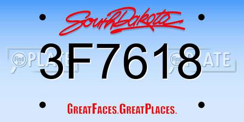 3F7618 South Dakota License Plate