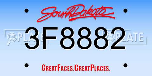 3F8882 South Dakota License Plate
