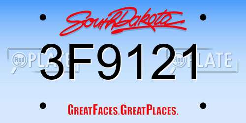 3F9121 South Dakota License Plate