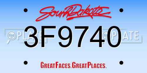 3F9740 South Dakota License Plate