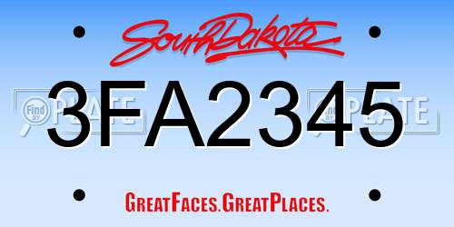 3FA2345 South Dakota License Plate