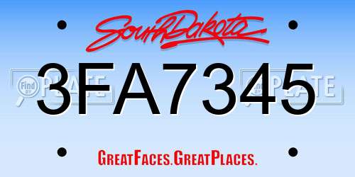 3FA7345 South Dakota License Plate
