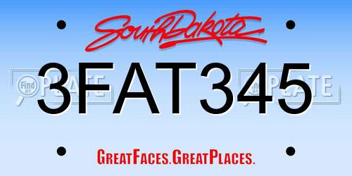 3FAT345 South Dakota License Plate