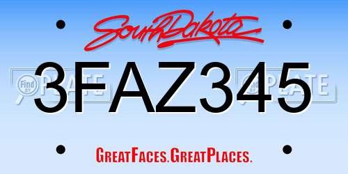 3FAZ345 South Dakota License Plate