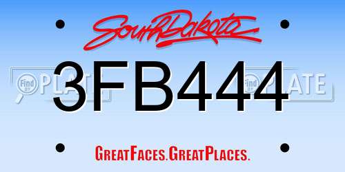 3FB444 South Dakota License Plate